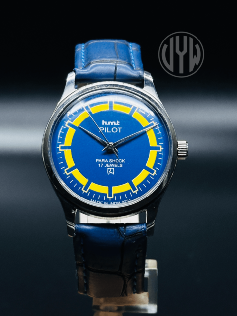 Rare Vintage HMT Pilot Watch Blue Dial Hand Winding {Hand winding} Men's Watch Movement 17 Jewels - Image 3