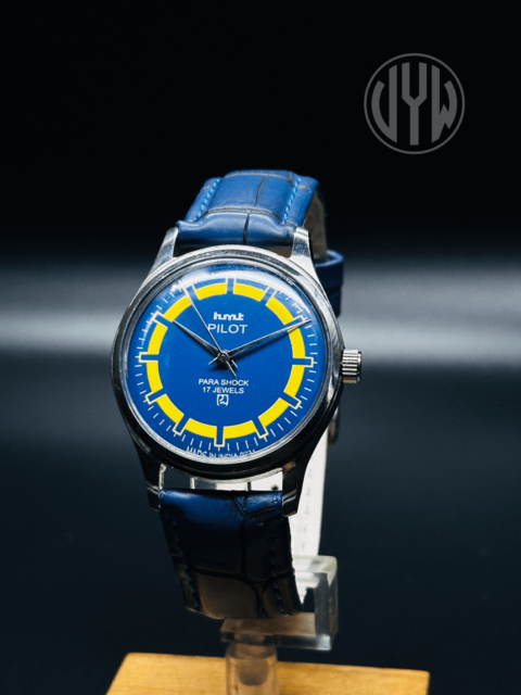 Rare Vintage HMT Pilot Watch Blue Dial Hand Winding {Hand winding} Men's Watch Movement 17 Jewels - Image 4