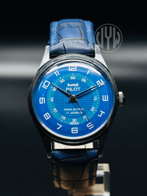 Rare Vintage HMT pilot Blue Numerical  Dial Hand Winding {Hand winding} Men's Watch Movement 17 Jewels