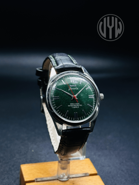 Rare Vintage HMT Janata Green Dial Hand Winding {Hand winding} Men's Watch Movement 17 Jewels