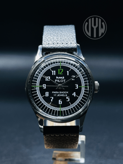 Rare Vintage HMT Black Pilot Dial Hand Winding {Hand winding} Men's Watch Movement 17 Jewels