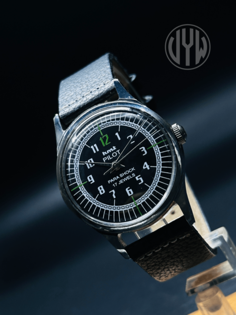 Rare Vintage HMT Black Pilot Dial Hand Winding {Hand winding} Men's Watch Movement 17 Jewels - Image 5