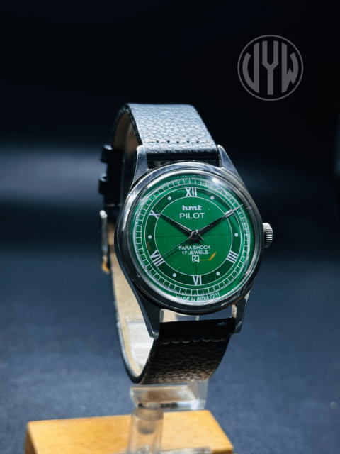 Rare Vintage HMT Green Pilot Dial Hand Winding {Hand winding} Men's Watch Movement 17 Jewels - Image 4