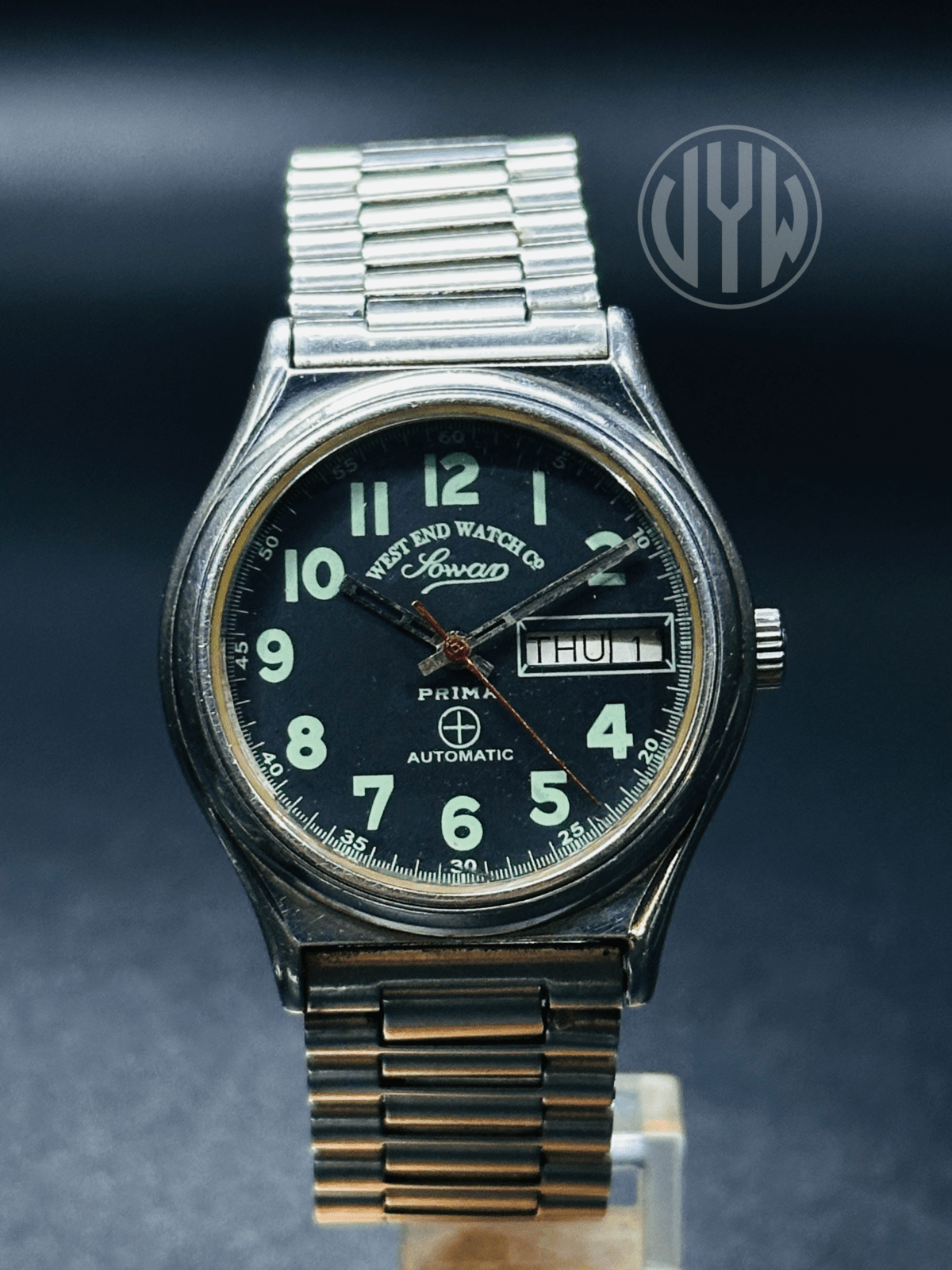 Rare West End Watch Co Sowar Prima President Stainless Steel Excellent Vintage Men’s Wrist Watch