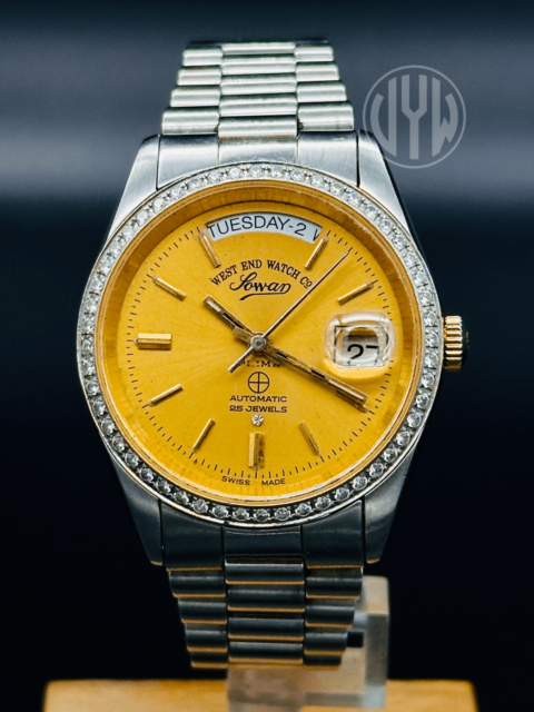 West End Watch.Co Sowan Prima gold Dial Men's Watch Automatic 25 Jewels ETA Automatic Movement Caliber 6829-35 - Image 3