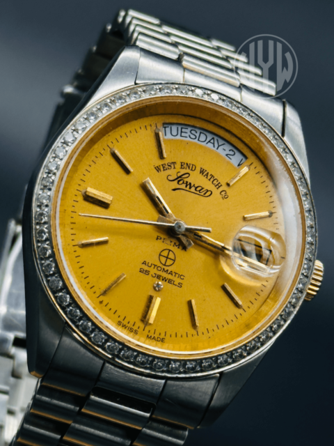 West End Watch.Co Sowan Prima gold Dial Men's Watch Automatic 25 Jewels ETA Automatic Movement Caliber 6829-35 - Image 5