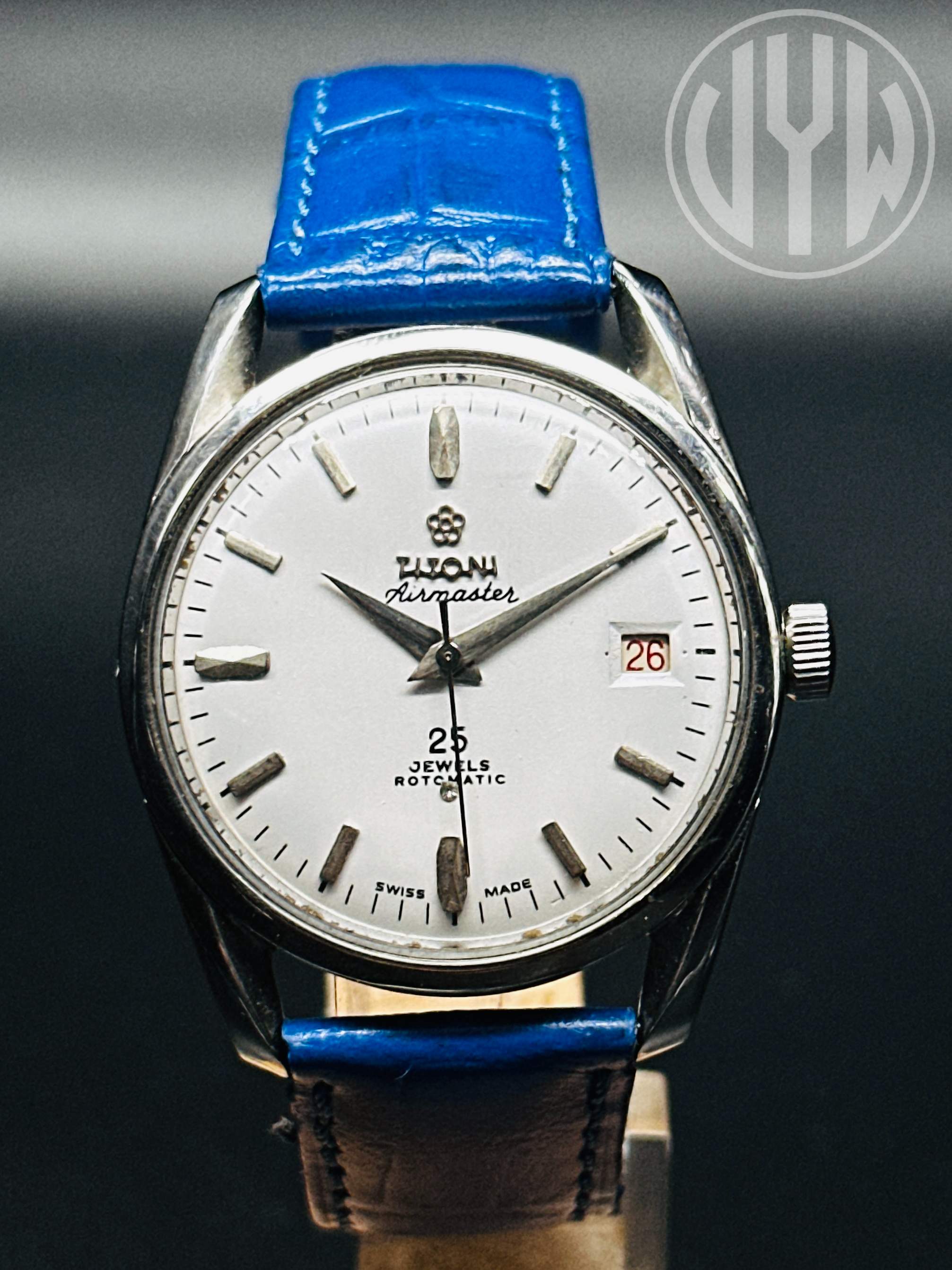 Rare Vintage Titoni Airmaster Rotomatic 25 Jewels White Dial Only Date Swiss Made Men’s Wrist Watch
