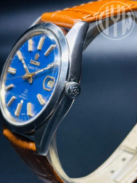 Rare Vintage Titoni Cosmo king Rotomatic 25 Jewels Blue Dial Only Date Swiss Made Men's Wrist Watch - Image 5